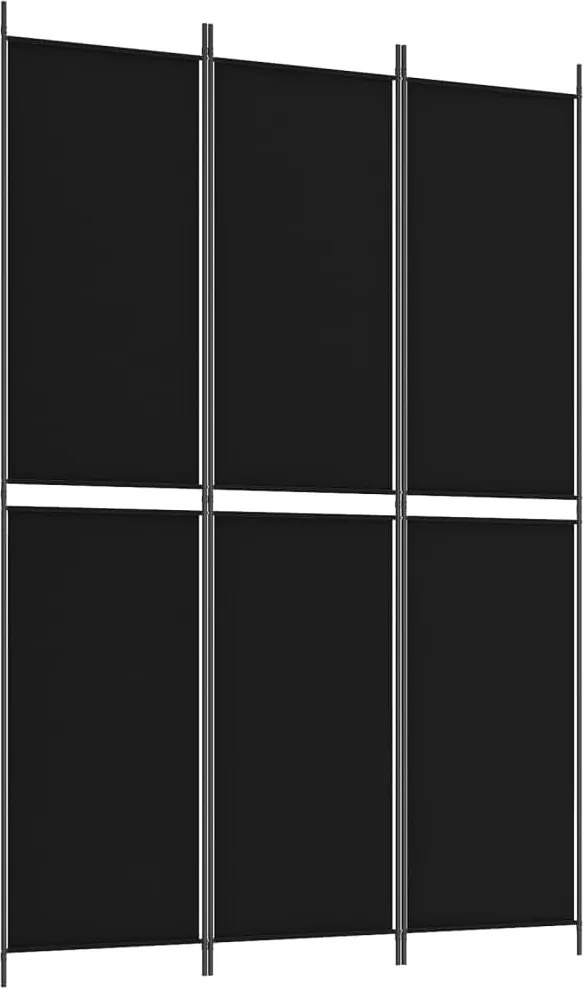 vidaXL 3 paneles fekete szövet térelválasztó 150x220 cm