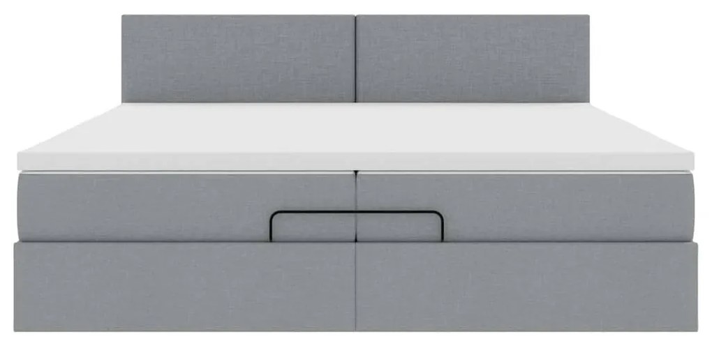 Ottomán ágykeret matraccal világosszürke 200x200 cm szövet