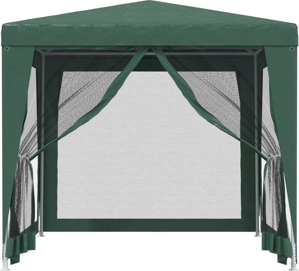 Zöld HDPE rendezvénysátor 4 hálós oldalfallal 2,5x2,5 m