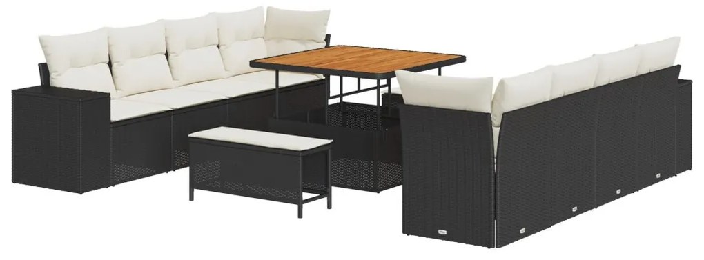 Kerti Kanapé Szett 11 pcs Fekete és Krém 80 x 80 x 71 cm