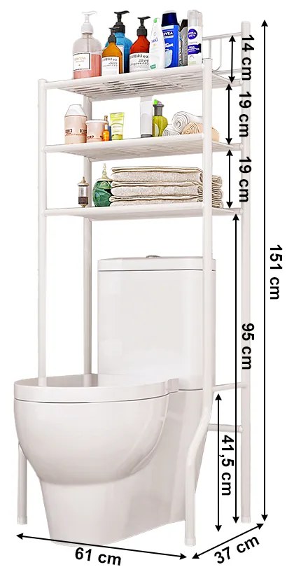 Polc a WC fölé, fehér, REMIN