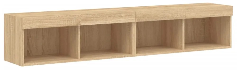 2 db sonoma tölgy színű TV-szekrény LED-ekkel 80x30x30 cm