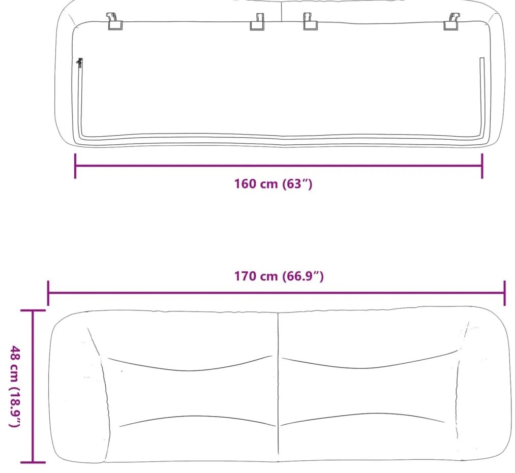 tópszínű szövet fejtámla párna 160 cm