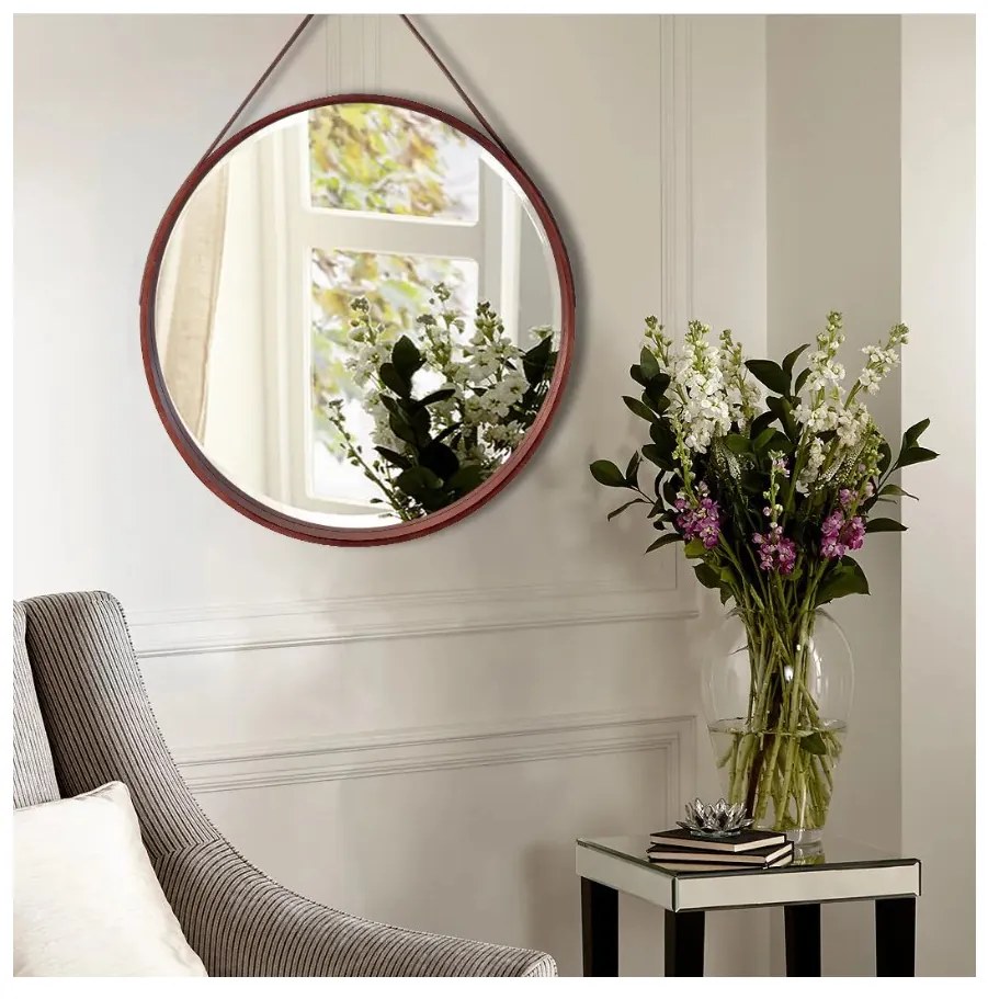 Tutumi Tutumi, kerek tükör 59 cm barna csíkon NBKL-18013, sötétbarna, HOM-09696