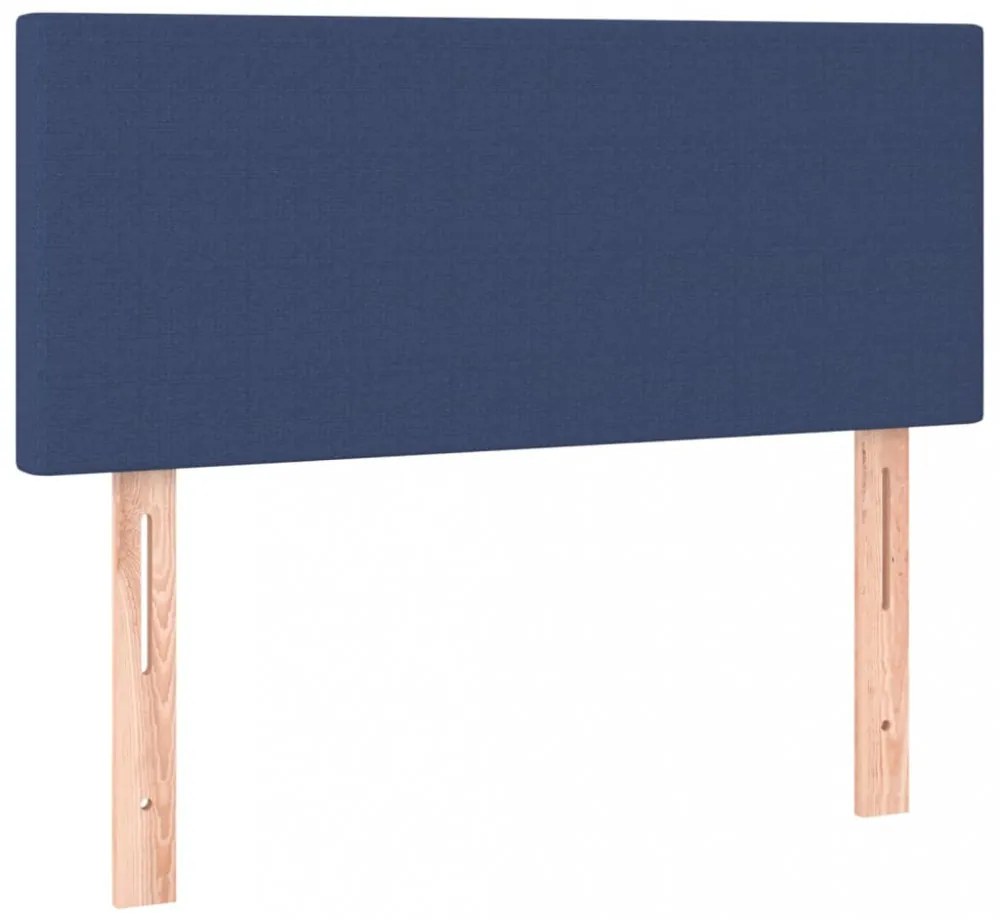 kék szövet rugós és LED-es ágy matraccal 90x200 cm