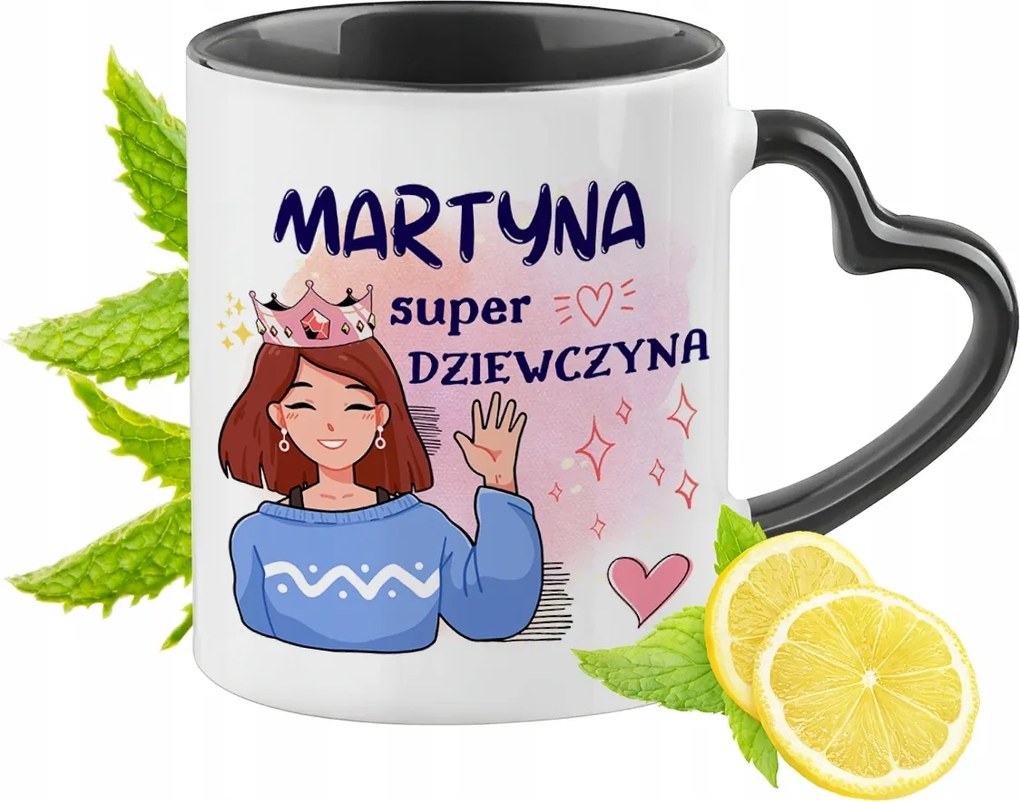 Fekete bögre szív alakú füllel Martinának Ideális Ajándék