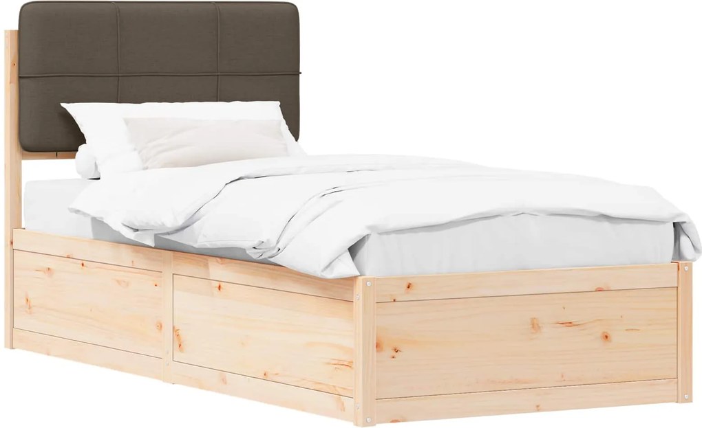 vidaXL Ágykeret Kárpitozott Fejtámlával Tópszínű 100 x 200 cm