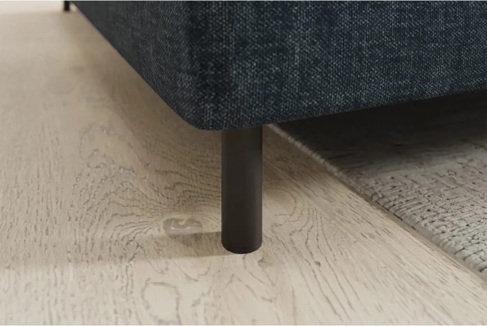 Kék bársony kinyitható-tárolóhelyes sarokkanapé (bal oldali-L alakú) Barea – ELTAP