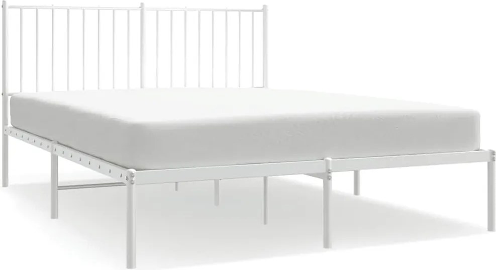 vidaXL fehér fém ágykeret fejtámlával 135 x 190 cm