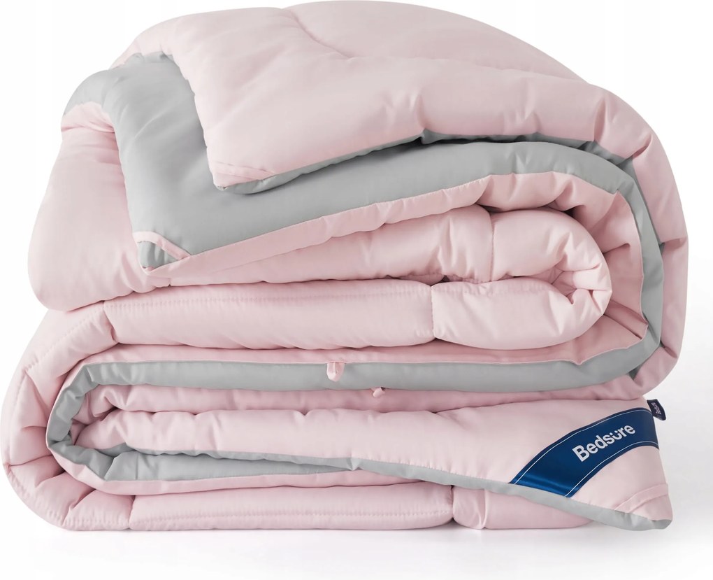 Kétoldalas paplan 200x200cm Bedsure Egész éves paplan Rózsaszín-Szürke 300gsm
