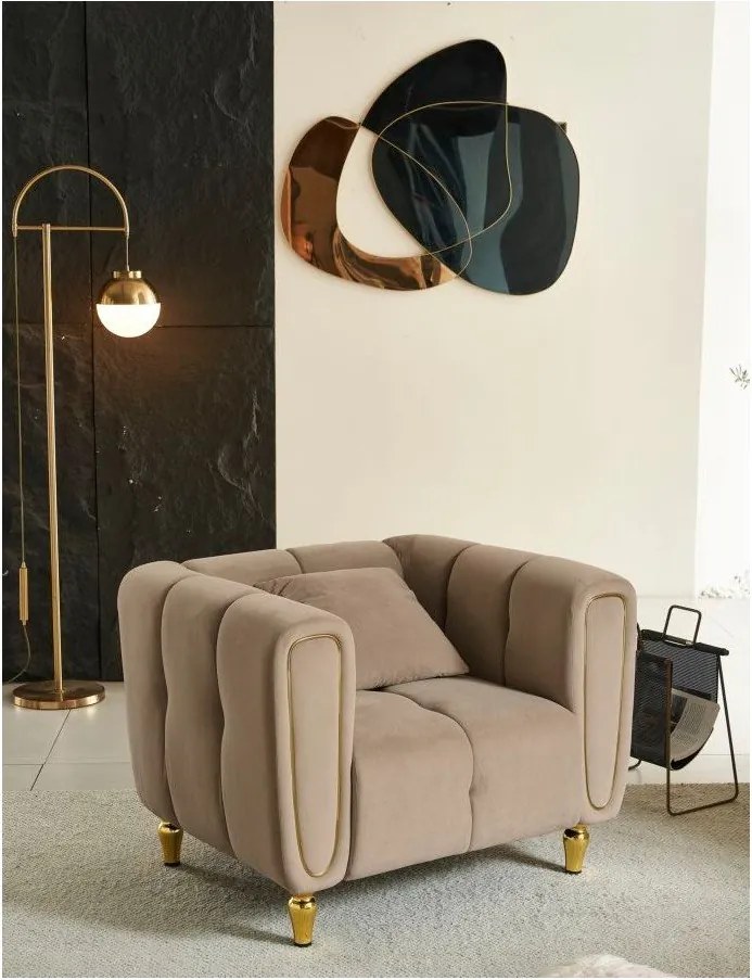 Szürkésbarna bársony fotel Alma – Mauro Ferretti