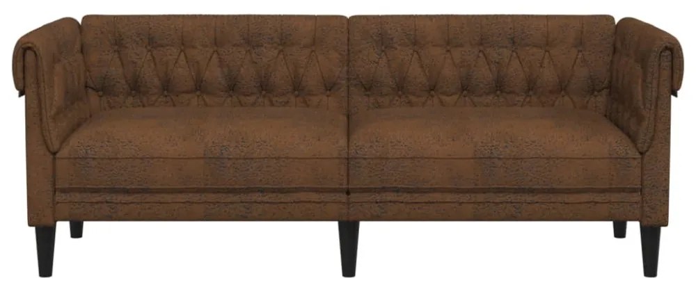 3 személyes barna szövet Chesterfield kanapé