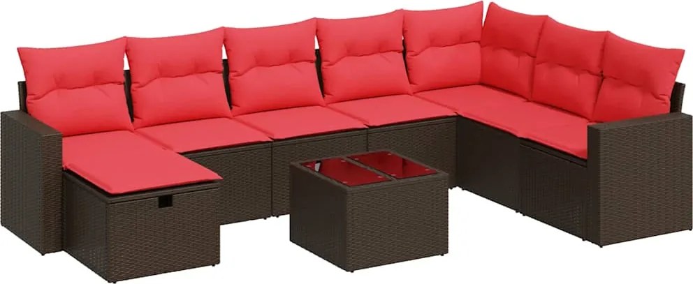 vidaXL 9 részes barna polyrattan kerti ülőgarnitúra párnákkal
