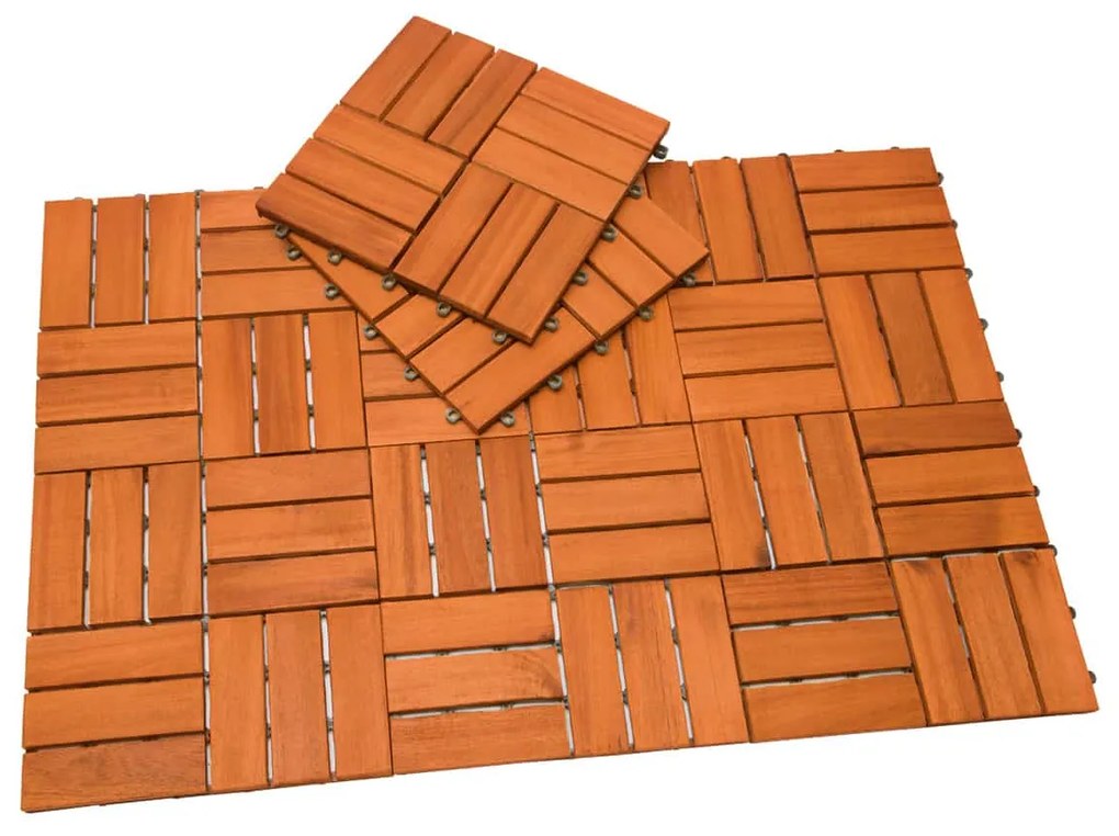 Casaria® Akácfa mozaik fa járólapok - 11 darabos készlet, 30x30 cm