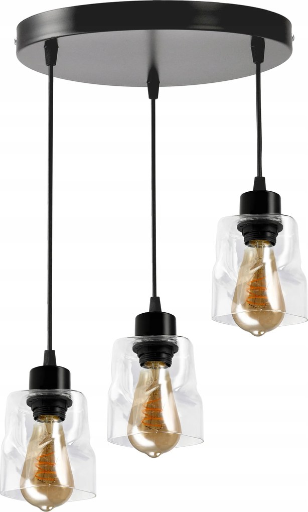 Mennyezeti lámpa Led Plafon E27 3x E27 Üveg Feltekerhető Négyzet Átlátszó