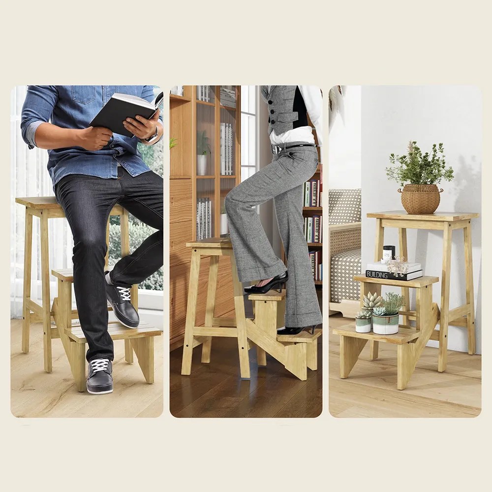 Összecsukható 3 fokos fellépő, natúr