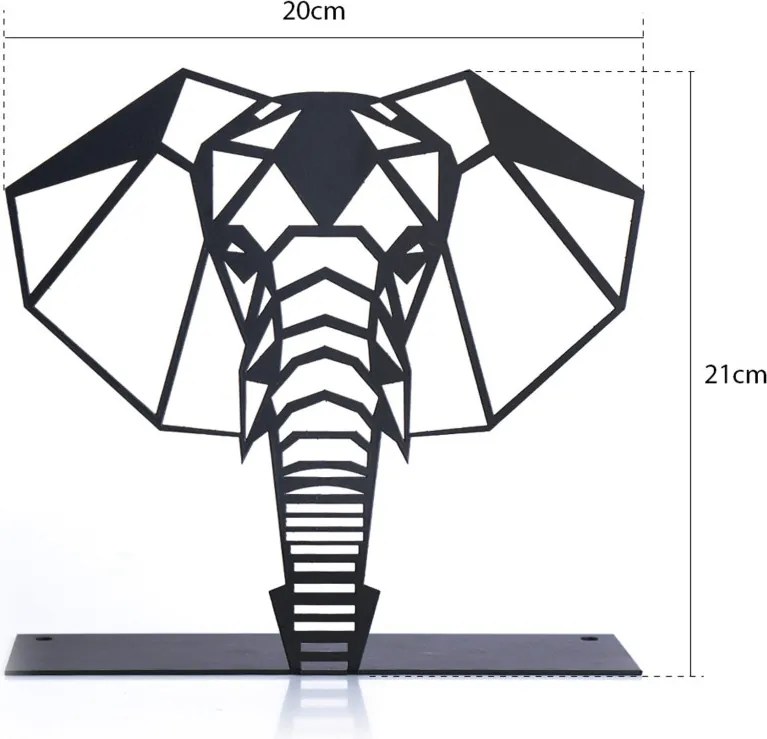 Elephant fém dísztárgy, fekete, 21×21 cm