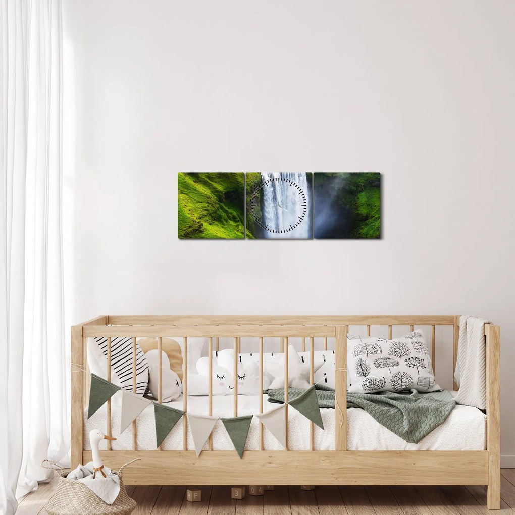 Kép - Skogafoss vízesés (órával) (90x30 cm)