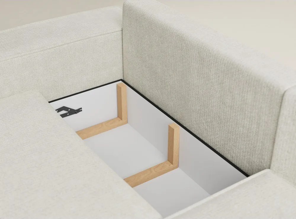 Krémszínű zsenília kinyitható-tárolóhelyes sarokkanapé (jobb oldali-L alakú) Tonga – Maison de Rêve