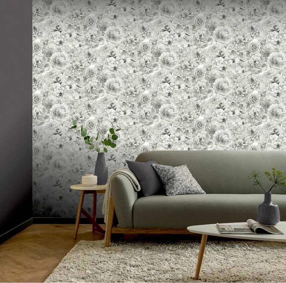 Arthouse Signature 1 Glitter Bloom ezüst-szürke 3D papír tapéta – 692803