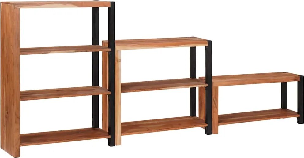 vidaXL Könyvespolc 3 pcs Barna 80 x 30 x 110 cm Tömör Akácfa
