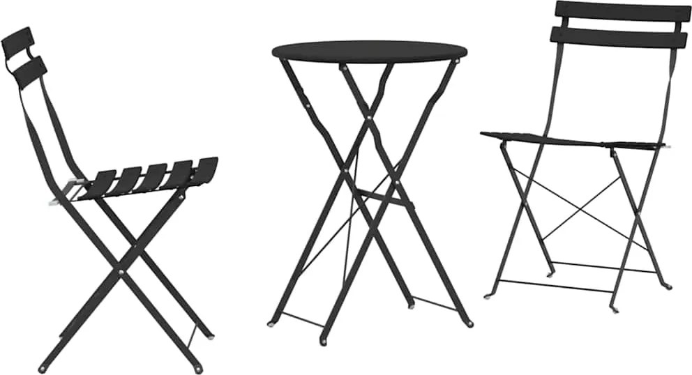 vidaXL Összecsukható Bistro Szett 3 pcs Antracit Acél