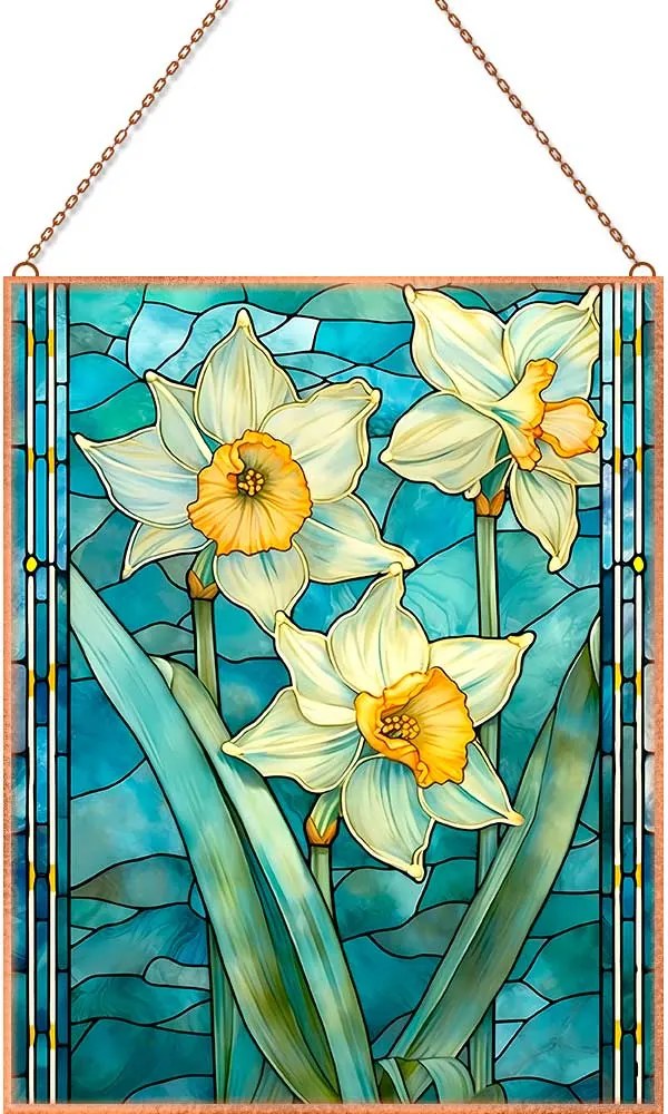 Virág ólomüveg stílus 22 üvegkép, falikép