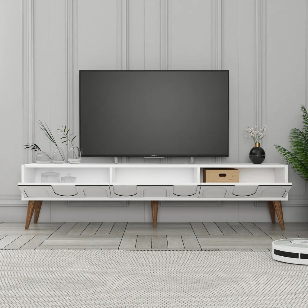 Lyon TV-állvány, fehér-dió, 180 cm – TR845HCT5595