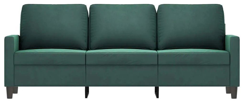 3 személyes sötétszöld bársony kanapé 180 cm