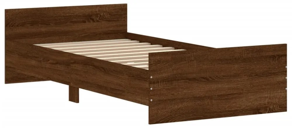 barna tölgy színű szerelt fa ágykeret matrac nélkül 100x200 cm