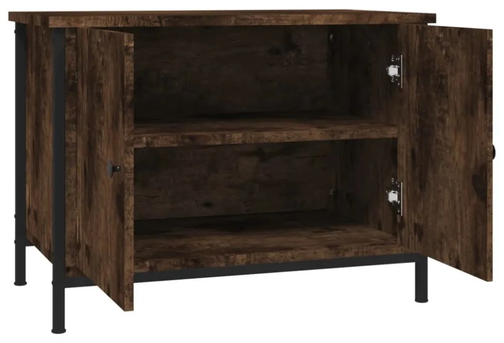 füstös tölgy színű szerelt fa TV-szekrény ajtókkal 60x35x45 cm