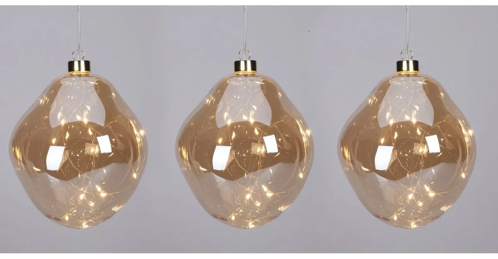 Organic ball karácsonyi LED dísz szett 3 db, arany