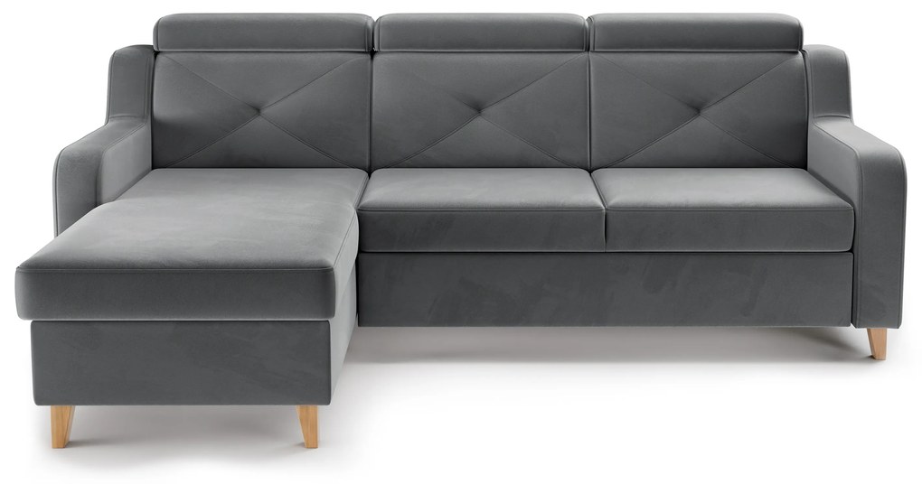 Laksaro balos ágyazható sarokkanapé - szürke Jasmine 96 bársony