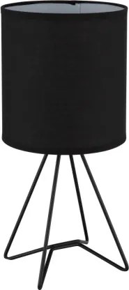 Globo 21734S Asztali lámpa, fém matt fekete, textil fekete, kábel PVC fekete, billenőkapcsoló a kábelen, ø: 160mm, M: 345mm, kábelhossz 1300mm, 1x E14 40W 230V izzó nélkül
