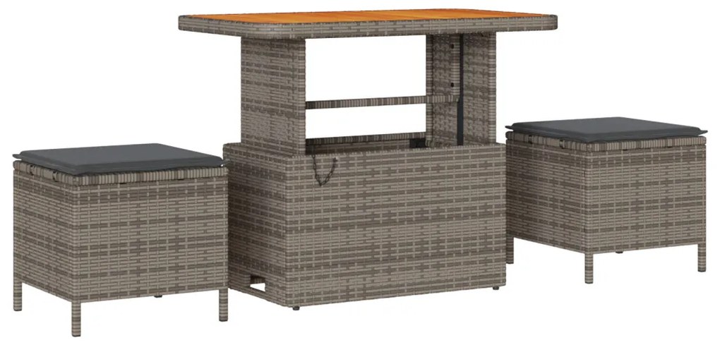 13 Részes Kertiszófa Szett Párnákkal Szürke Poly Rattan Akác