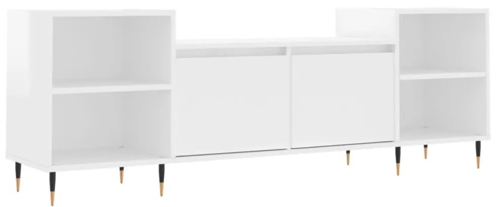 fehér magasfényű szerelt fa TV-szekrény 160x35x55 cm