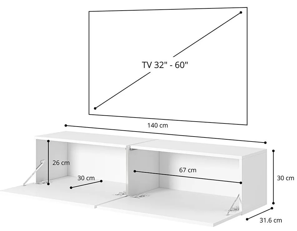 Tv szekrény/asztal Bakira 140  (egger fehér márvány). 1098906