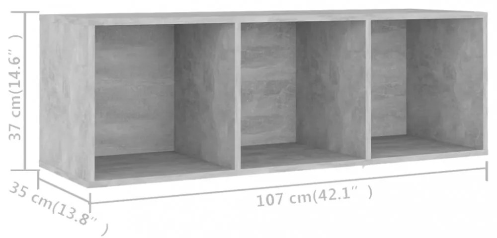 betonszürke szerelt fa TV-szekrény 107 x 35 x 37 cm