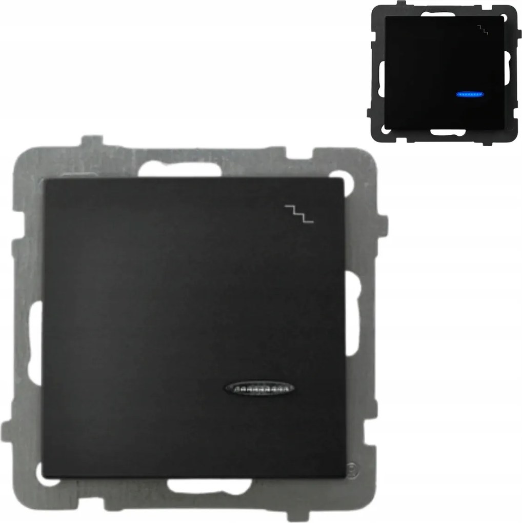 Lépcsőkapcsoló háttérvilágítással Ketreckapcsoló fekete As Ospel LP-3GS