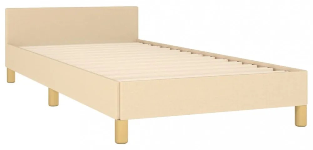 krémszínű szövet ágykeret fejtámlával matrac nélkül 90x200 cm