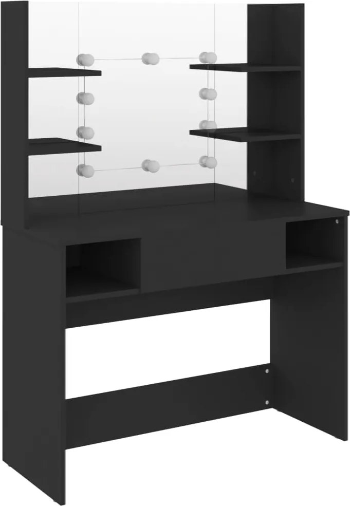 vidaXL fekete LED-es MDF sminkasztal 100 x 40 x 135 cm