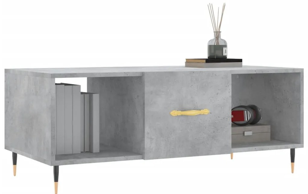 Betonszürke szerelt fa dohányzóasztal 102 x 50 x 40 cm