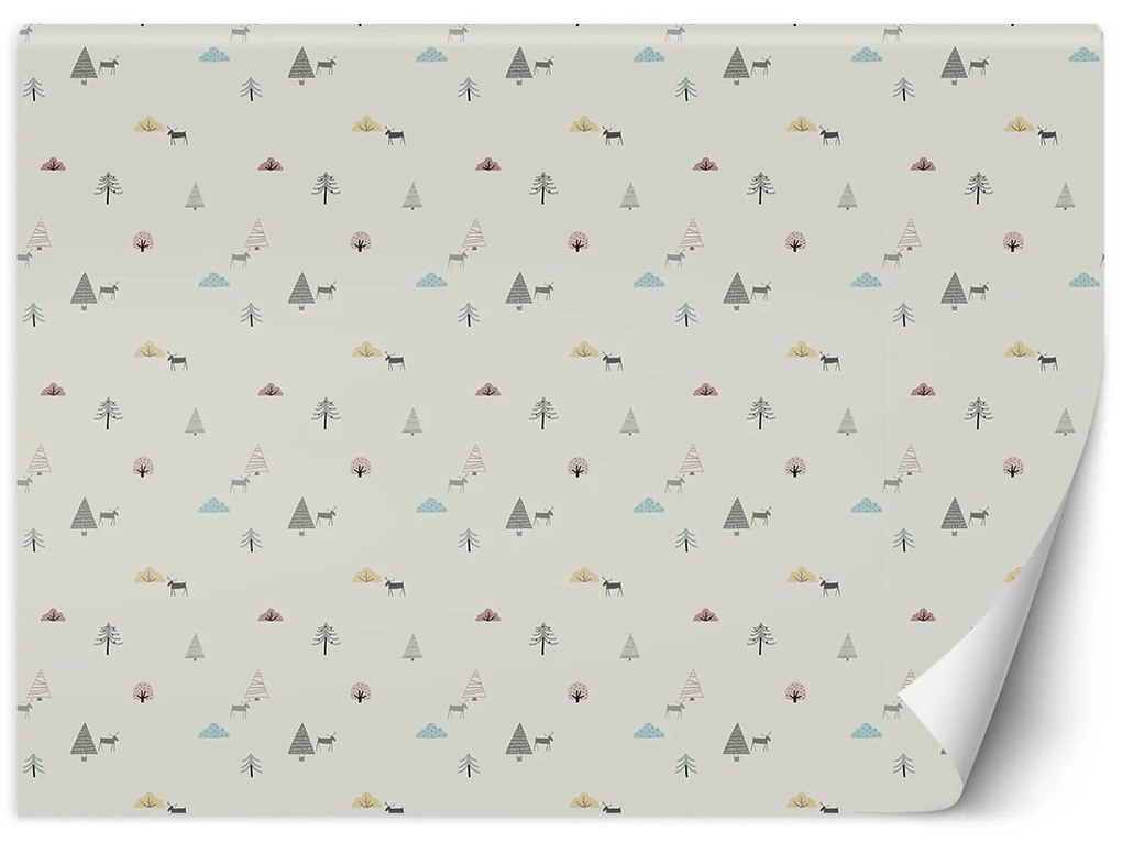 Gario Fotótapéta Scandi fák és jávorszarvasok Anyag: Vlies, Méret: 450 x 315 cm
