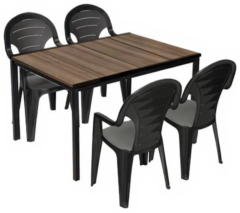Lagos 4+1 kerti bútor garnitúra szett dió-grafit