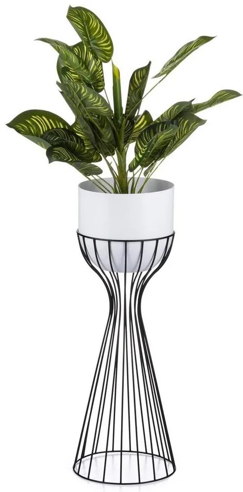 Fém virágcserép LOFT 56x20 cm fekete/fehér