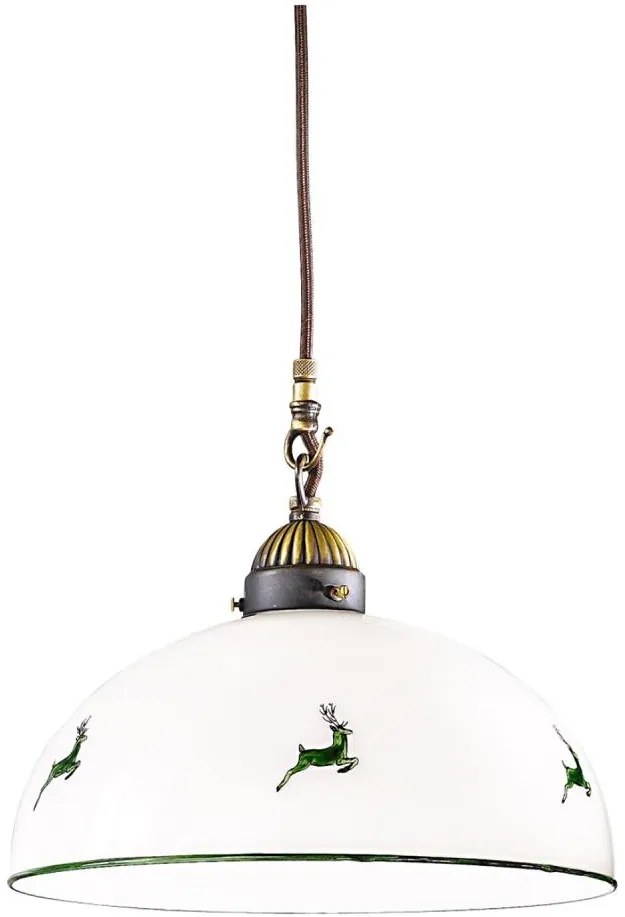 Kolarz 731.30.101 - Csillár zsinóron NONNA 1xE27/75W/230V átm. 30 cm szarvas zöld