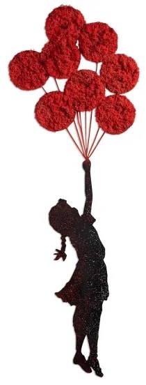 Fali dekoráció 100x34 cm lány fém/moha