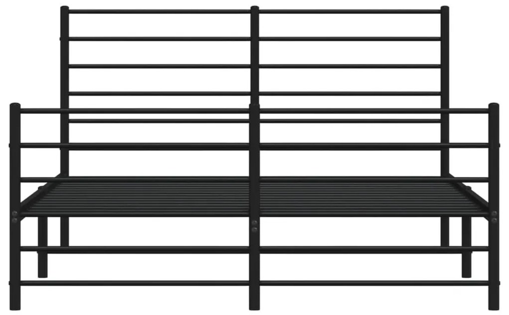 fekete fém ágykeret fej- és lábtámlával 140 x 200 cm
