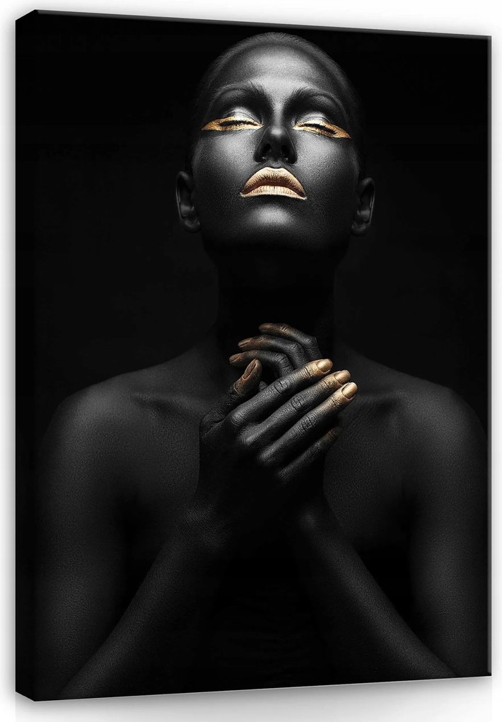 Vászonkép 60x80 Fekete arany portré misztika elegancia erő nyugalom meditáció