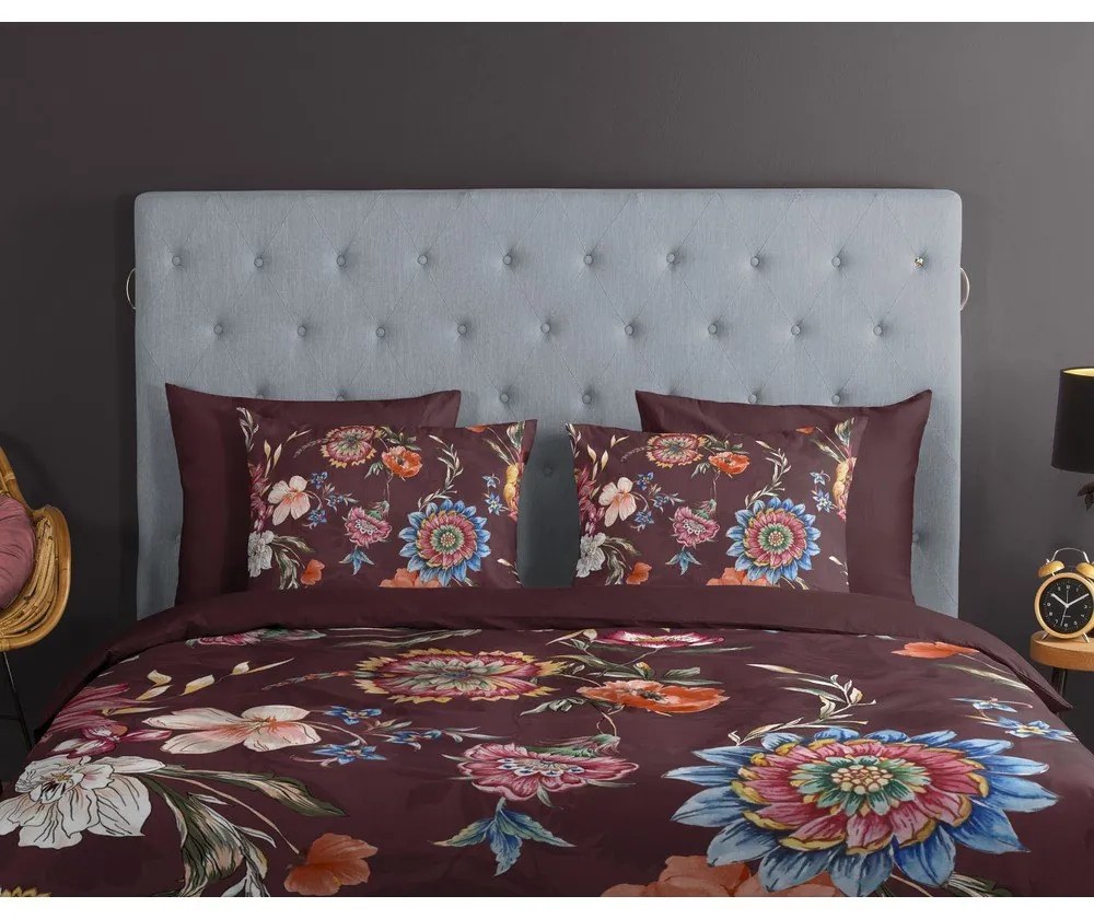 Borvörös egyszemélyes-hosszabbított pamut ágyneműhuzat 140x220 cm Madelief – Good Morning